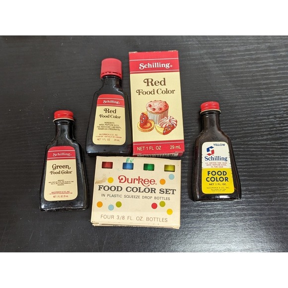 Vtg 70s 80s Lot  Durkee Extracts/Flavors McCormick Food Color Glass  Boxes - Picture 1 of 8